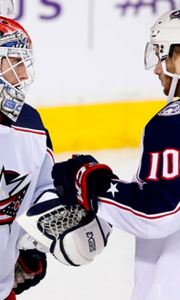Dubois has 1st hat trick as Jackets rout Flames 5-1